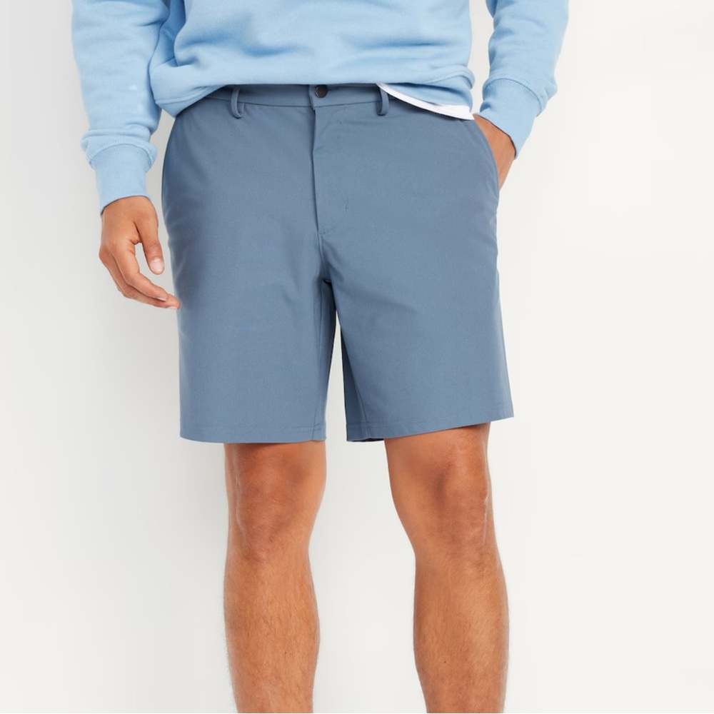 M Old Navy Active Wintry Waters Blue Tech Hybrid Chino 8” Shorts Size 34 |B21